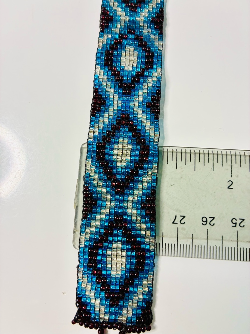 Source Unknown Blue Teal Black Geometric Beaded Bracelet Brooch - Picture 9 of 10